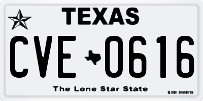 TX license plate CVE0616