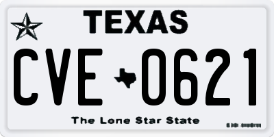 TX license plate CVE0621