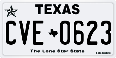 TX license plate CVE0623