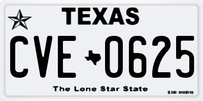 TX license plate CVE0625