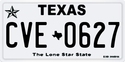 TX license plate CVE0627