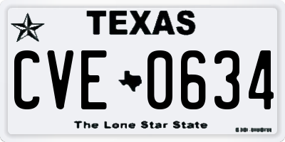 TX license plate CVE0634