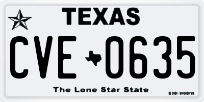 TX license plate CVE0635