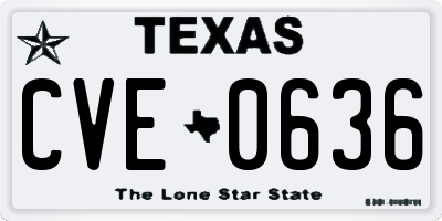 TX license plate CVE0636