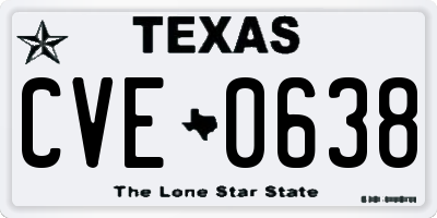 TX license plate CVE0638