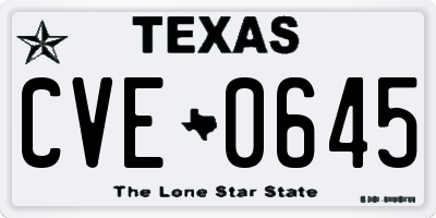 TX license plate CVE0645