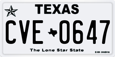 TX license plate CVE0647