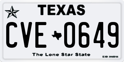 TX license plate CVE0649