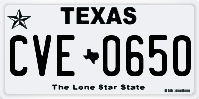 TX license plate CVE0650