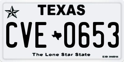 TX license plate CVE0653