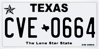 TX license plate CVE0664