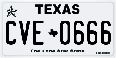 TX license plate CVE0666