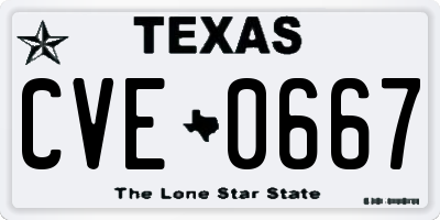 TX license plate CVE0667