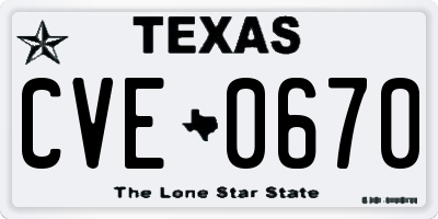 TX license plate CVE0670