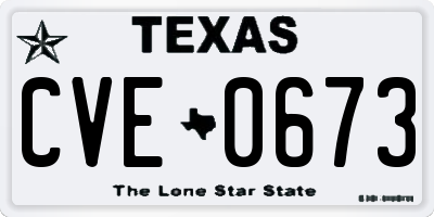 TX license plate CVE0673