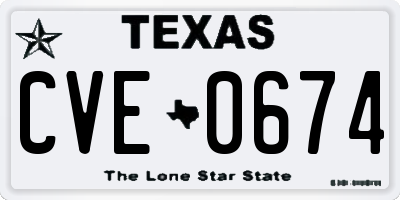 TX license plate CVE0674