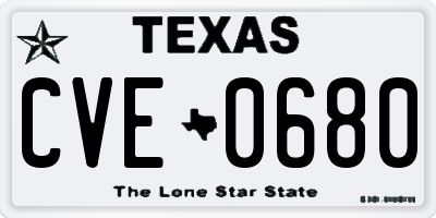 TX license plate CVE0680