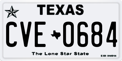 TX license plate CVE0684