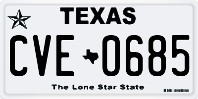 TX license plate CVE0685