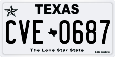 TX license plate CVE0687