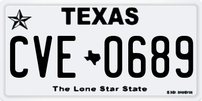 TX license plate CVE0689