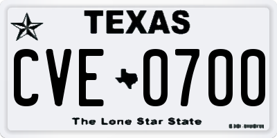TX license plate CVE0700