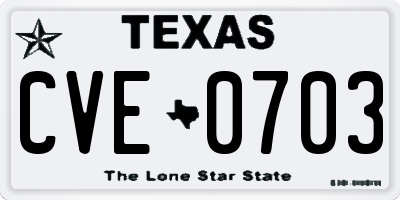 TX license plate CVE0703