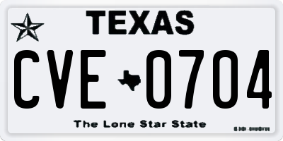 TX license plate CVE0704