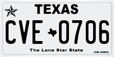 TX license plate CVE0706