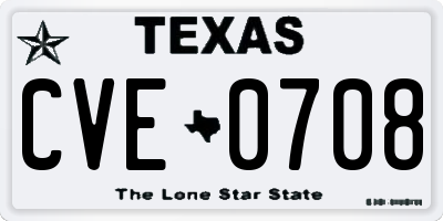 TX license plate CVE0708