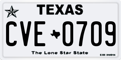 TX license plate CVE0709