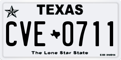 TX license plate CVE0711