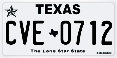 TX license plate CVE0712