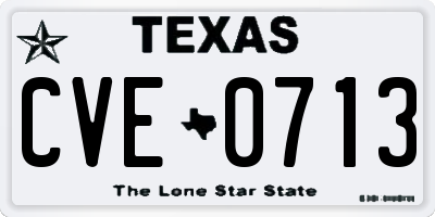 TX license plate CVE0713