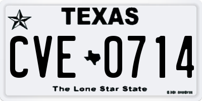 TX license plate CVE0714