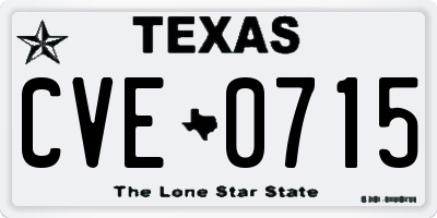 TX license plate CVE0715