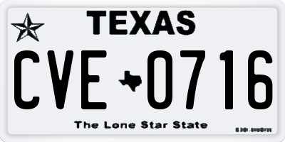 TX license plate CVE0716