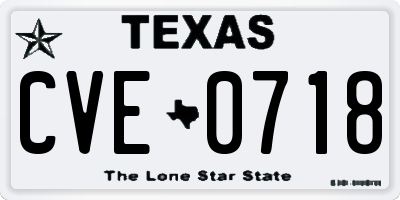 TX license plate CVE0718