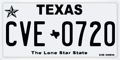 TX license plate CVE0720