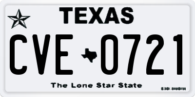TX license plate CVE0721