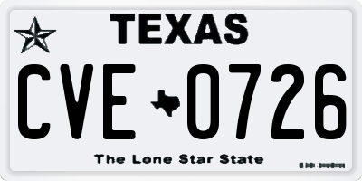 TX license plate CVE0726