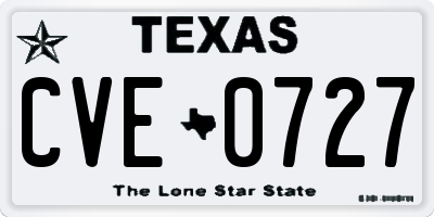 TX license plate CVE0727