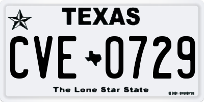 TX license plate CVE0729