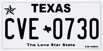 TX license plate CVE0730