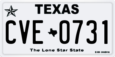 TX license plate CVE0731