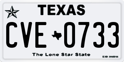 TX license plate CVE0733