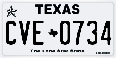 TX license plate CVE0734