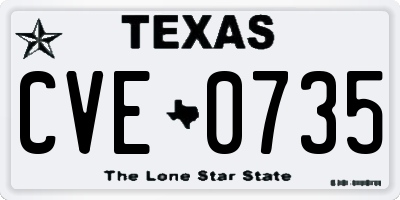 TX license plate CVE0735