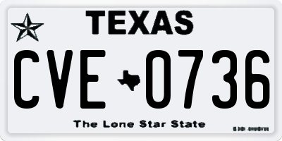 TX license plate CVE0736