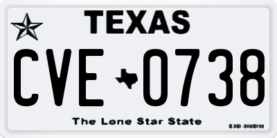 TX license plate CVE0738